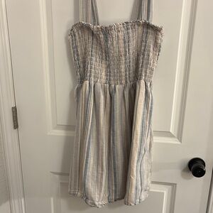 American Eagle Outfitters Blue and Cream Striped Midi Dress